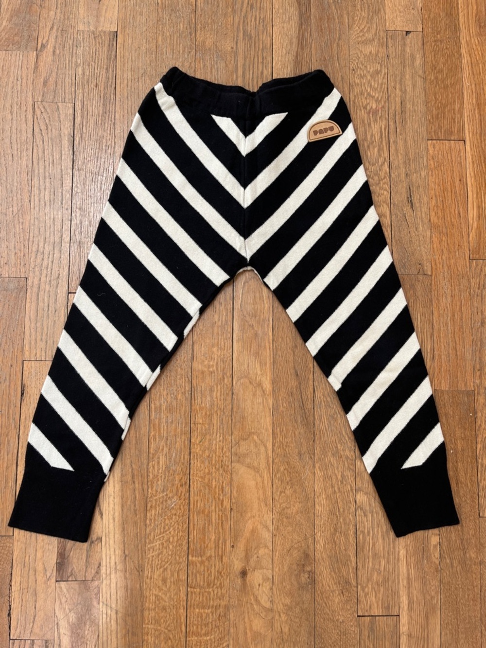 PAPU Striped Black & White Knit Joggers - Kids